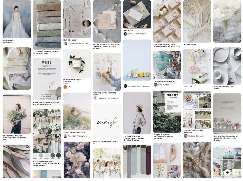 bacheca pinterest che mostra i colori della stagione estate per un brand